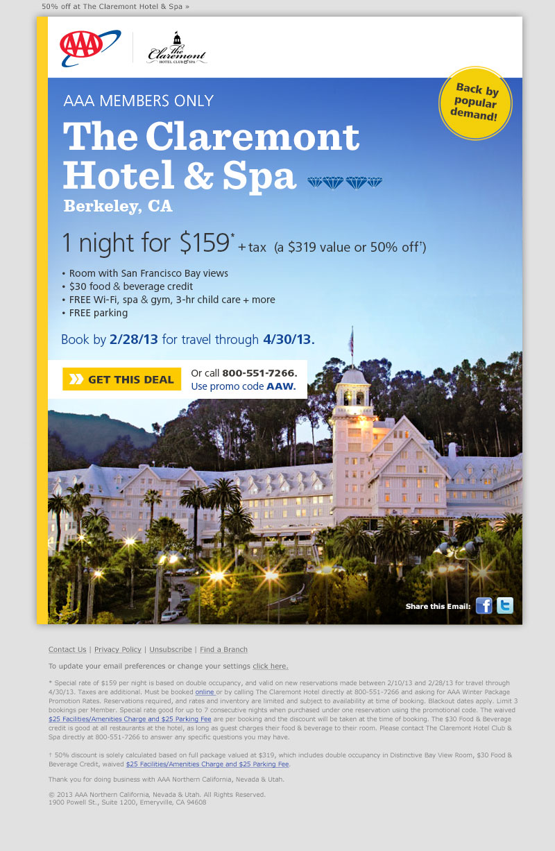 The Claremont Hotel & Spa email